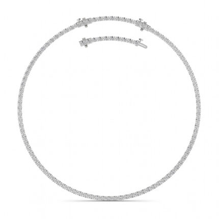 oval line lab grown diamond tennis necklace in 14K White Gold