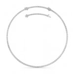emerald cut line lab grown diamond tennis necklace in 14K White Gold