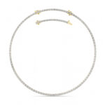 emerald cut line lab grown diamond tennis necklace in 14K Yellow Gold