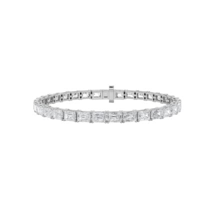 10 CT emerald cut lab grown diamond tennis bracelet in 14K white gold