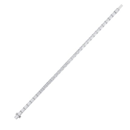 10 CT emerald cut lab grown diamond tennis bracelet in 14K white gold