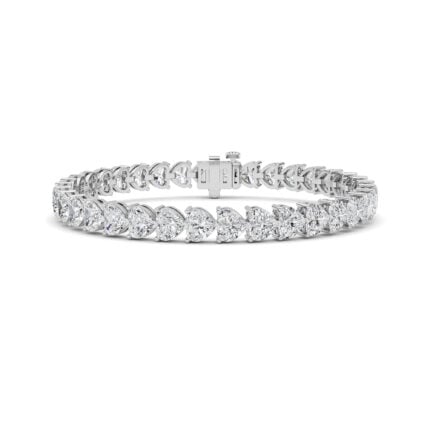 18 CT heart shape lab grown diamond tennis bracelet in 14K white gold