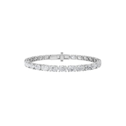 10 CT oval lab grown diamond east-west tennis bracelet in 14K white gold