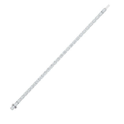 10 CT oval lab grown diamond east-west tennis bracelet in 14K white gold