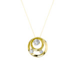 1.5 CT round orbit circle lab grown diamond pendant in 14K Yellow Gold