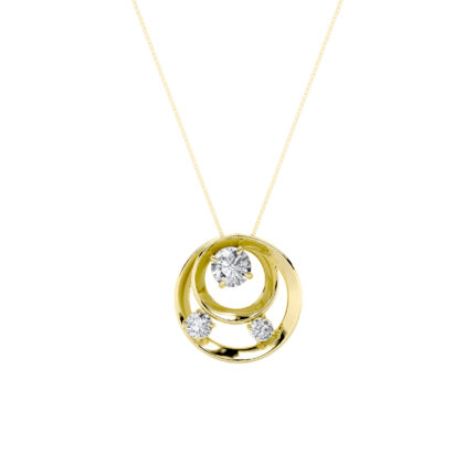 1.5 CT round orbit circle lab grown diamond pendant in 14K Yellow Gold