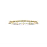 2.5 CT emerald cut and pear lab grown diamond bangle bracelet in 14K yellow gold