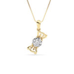 1 CT round ribbon bow lab grown diamond pendant in 14K Yellow Gold