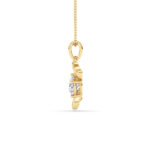 1 CT round ribbon bow lab grown diamond pendant in 14K Yellow Gold