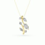 1.5 CT marquise vine leaf lab grown diamond pendant in 14K Yellow Gold