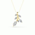 1.5 CT marquise laurel leaf lab grown diamond pendant in 14K Yellow Gold
