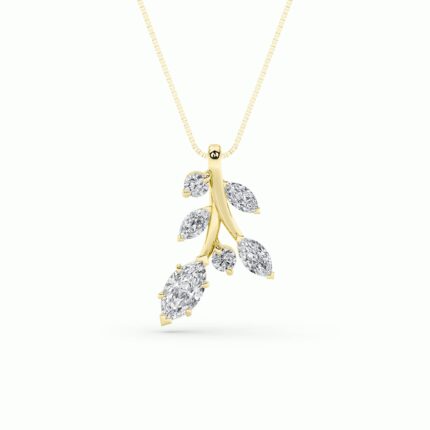 1.5 CT marquise laurel leaf lab grown diamond pendant in 14K Yellow Gold
