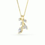 1.5 CT marquise laurel leaf lab grown diamond pendant in 14K Yellow Gold