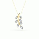 1.5 CT marquise olive branch lab grown diamond pendant in 14K Yellow Gold