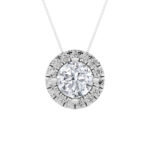 1.25 CT round halo medallion lab grown diamond pendant in 14K White Gold
