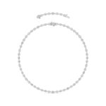graduated oval and pear lab grown diamond tennis necklace in 14K White Gold