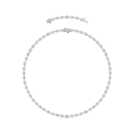 graduated oval and pear lab grown diamond tennis necklace in 14K White Gold