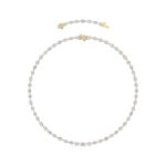 graduated oval and pear lab grown diamond tennis necklace in 14K Yellow Gold