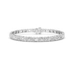 13 CT round and emerald cut semi-bezel lab grown diamond tennis bracelet in 14K white gold