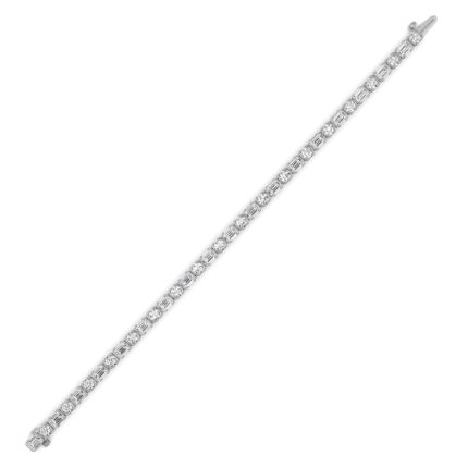 13 CT round and emerald cut semi-bezel lab grown diamond tennis bracelet in 14K white gold