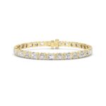 13 CT round and emerald cut semi-bezel lab grown diamond tennis bracelet in 14K yellow gold