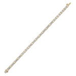 13 CT round and emerald cut semi-bezel lab grown diamond tennis bracelet in 14K yellow gold