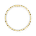 13 CT round and emerald cut semi-bezel lab grown diamond tennis bracelet in 14K yellow gold