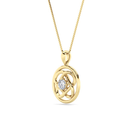 0.5 CT round deco circle lab grown diamond pendant in 14K Yellow Gold