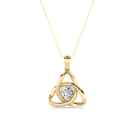 0.5 CT round trinity knot lab grown diamond pendant in 14K Yellow Gold