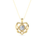 1 CT round celtic heart knot lab grown diamond pendant in 14K Yellow Gold