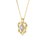 1 CT round celtic heart knot lab grown diamond pendant in 14K Yellow Gold