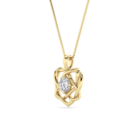 1 CT round celtic heart knot lab grown diamond pendant in 14K Yellow Gold