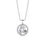 1.5 CT mixed shape circle medallion lab grown diamond pendant in 14K White Gold