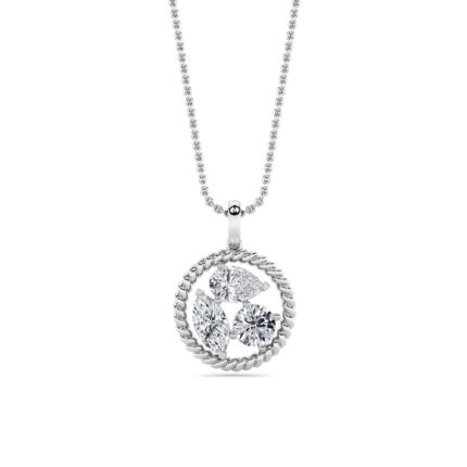 1.5 CT mixed shape circle medallion lab grown diamond pendant in 14K White Gold