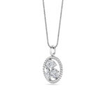 1.5 CT mixed shape circle medallion lab grown diamond pendant in 14K White Gold