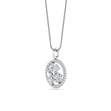 1.5 CT mixed shape circle medallion lab grown diamond pendant in 14K White Gold