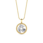 1.5 CT mixed shape circle medallion lab grown diamond pendant in 14K Yellow Gold