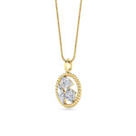 1.5 CT mixed shape circle medallion lab grown diamond pendant in 14K Yellow Gold