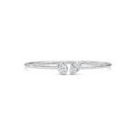 2 CT oval bezel lab grown diamond bangle bracelet in 14K white gold