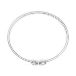 2 CT oval bezel lab grown diamond bangle bracelet in 14K white gold