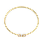 2 CT oval bezel lab grown diamond bangle bracelet in 14K yellow gold