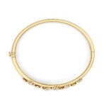 2 CT round bezel crossover lab grown diamond bangle bracelet in 14K yellow gold