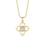 0.5 CT round quatrefoil lab grown diamond pendant in 14K Yellow Gold
