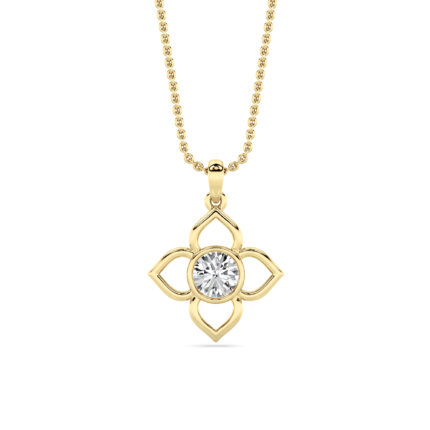 0.5 CT round quatrefoil lab grown diamond pendant in 14K Yellow Gold