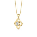 0.5 CT round quatrefoil lab grown diamond pendant in 14K Yellow Gold