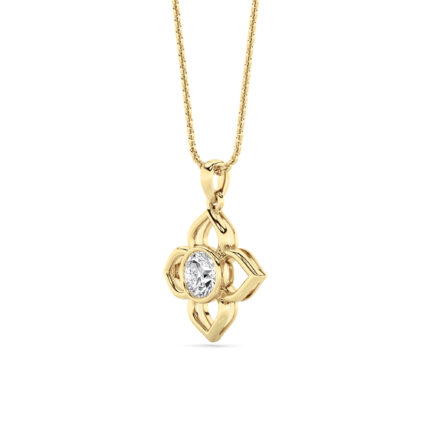 0.5 CT round quatrefoil lab grown diamond pendant in 14K Yellow Gold