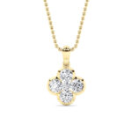 1 CT round clover cluster lab grown diamond pendant in 14K Yellow Gold