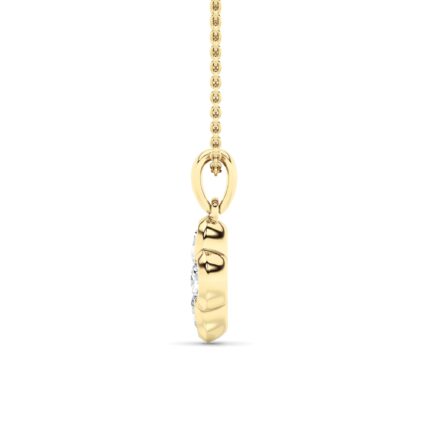 1 CT round clover cluster lab grown diamond pendant in 14K Yellow Gold