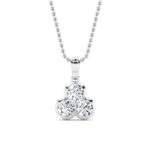 1 CT round trio cluster lab grown diamond pendant in 14K White Gold