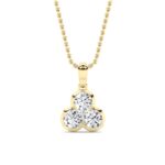 1 CT round trio cluster lab grown diamond pendant in 14K Yellow Gold